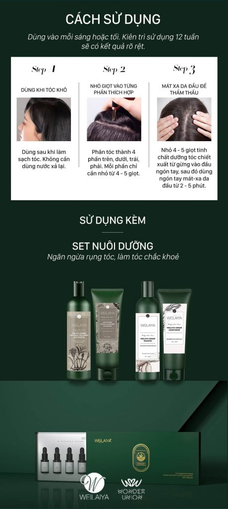 cách sử dụng serum kích mọc và làm dày tóc weilaiya